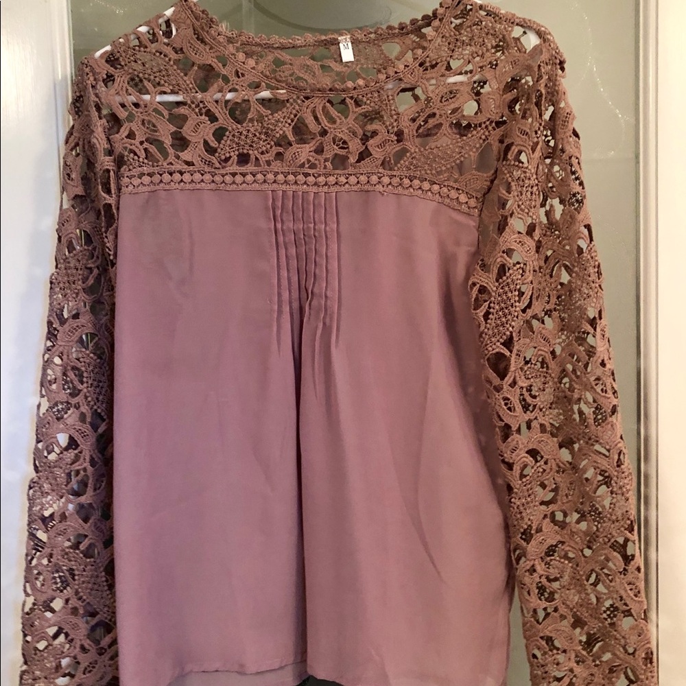 Blush tone laced top